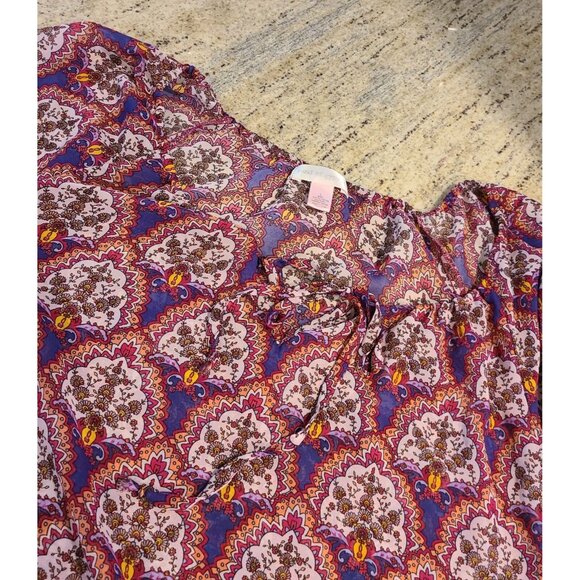 Band Of Gypsies Women's L Floral Print Mini Dress Wine Fairy Whimsy Goth Boho - Picture 6 of 13